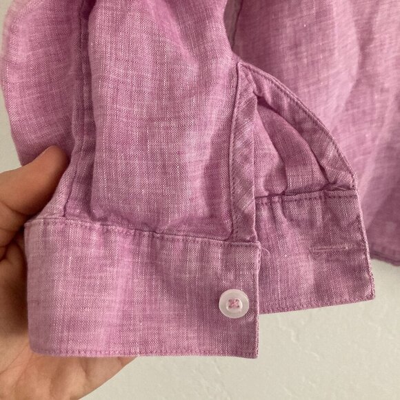 Chico's 100% Linen Pink Long Sleeve Button Front Shirt Breezy Lagenlook Beach 8 - Picture 5 of 8